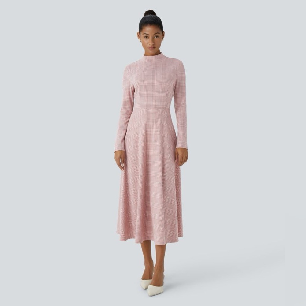 HALARA Blush Pink Long-Sleeve Midi Dress